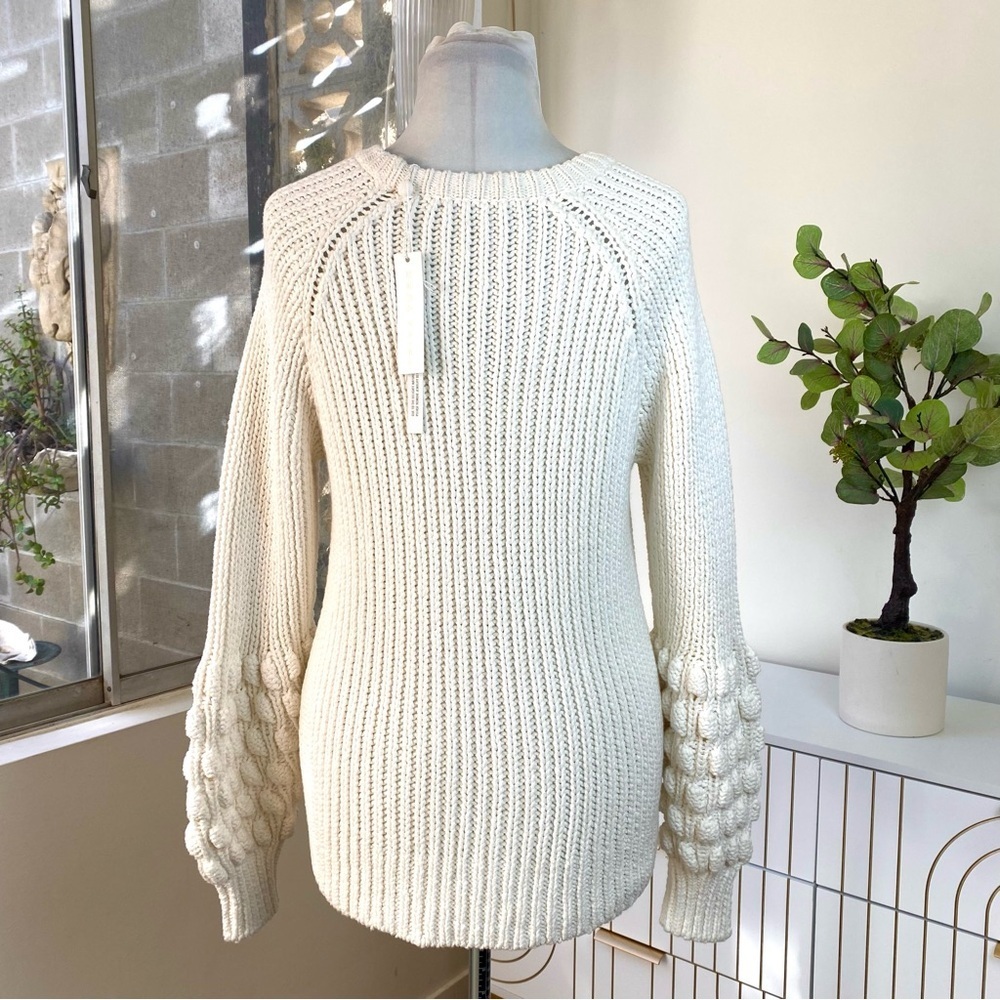 Trina Turk NWT Bellanca Bubble Sleeve Sweater White Knit, Size M - Picture 6 of 8